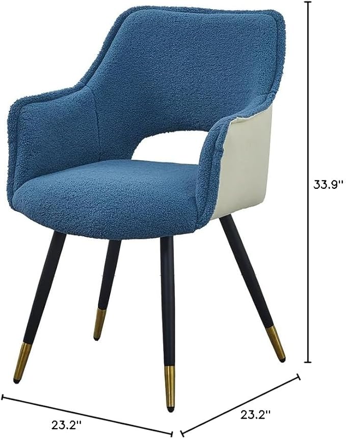 Set of 2 Blue Fabric Side Chair Living Room Bedroom Kitchen Vanity Chair 23 x 23 x 34
