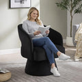 360 Degree Swivel Barrel Chair for Living Room Black Velvet Accent Armchair with Open Back Modern Comfy Reading Chair for Bedroom Cloud Boho Chairs for Office Club Lobby (Black)