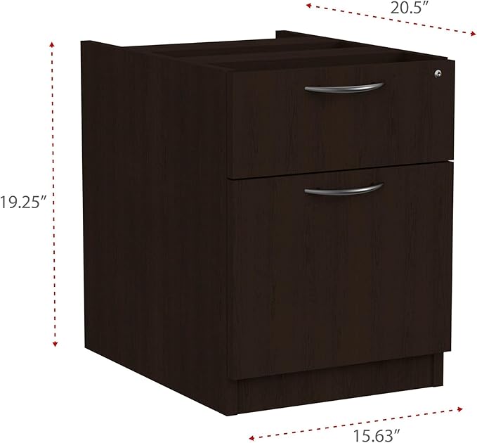 Alera ALEVA552222ES 15.63 in. x 20.5 in. x 19.25 in. Valencia Series 2-Drawer Hanging File Pedestal - Espresso