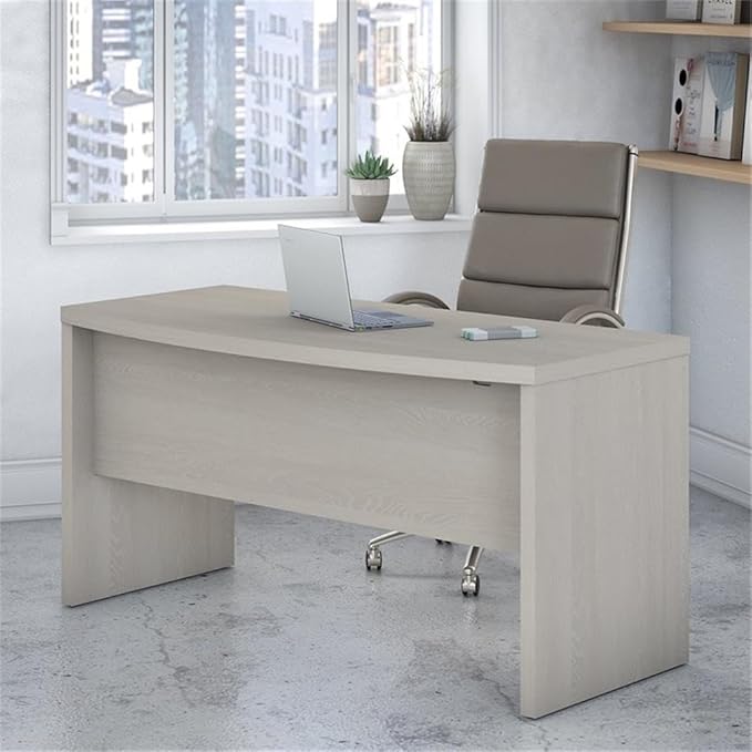 Bush Business Furniture Bow Front Desk with Wire Management | Echo Collection Office Computer Table for Home Office with Quick-to-Assemble Hardware | 60Wx28Lx30H