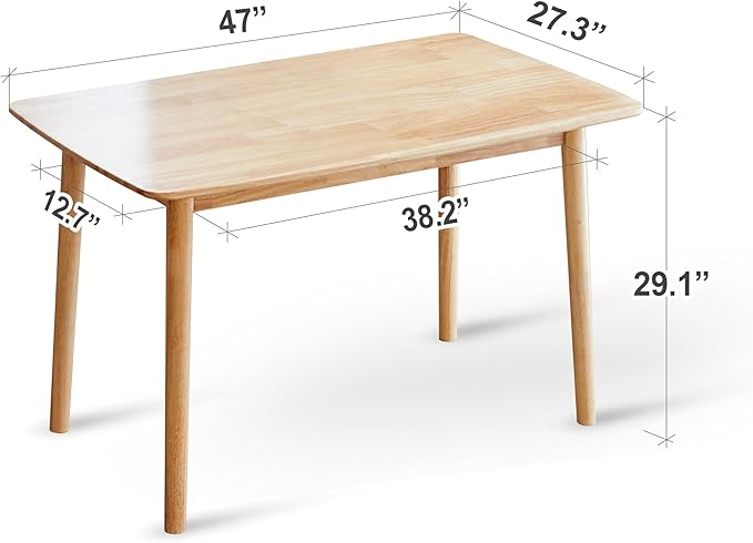 Livinia Daon Solid Wood Computer Desk Modern Minimalist Wooden Writing Desk with Spacious Tabletop and Rounded Corners Sturdy Workstation for Home Office or Study Natural
