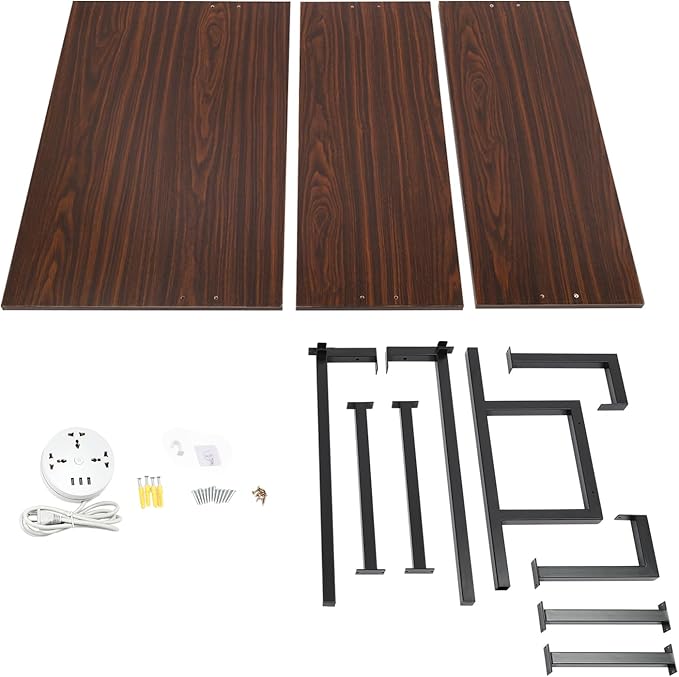 Wall Mount Floating Desk with 3-Tier Storage Shelves 72.5in Stepped Indoor Office Desk Modern Storage Writing Table for Small Spaces Home Office &amp Living Room (Brown/Black)