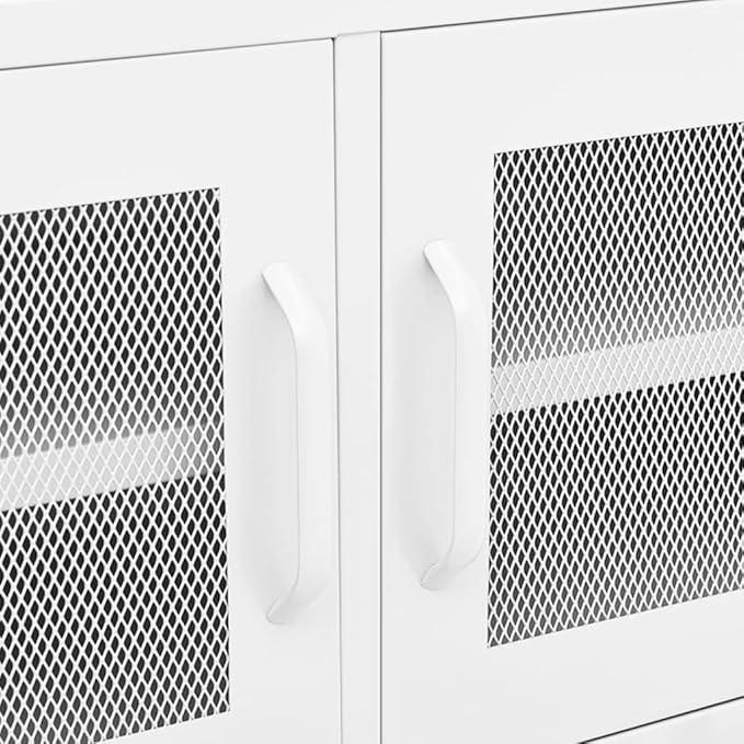 vidaXL Industrial Steel TV Cabinet - White | and Durable TV Stand with Adjustable Levelers and Ample Storage | 41.3x13.8x19.7