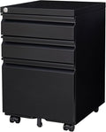 Fully Assembled 3 Drawer File Cabinet for Under Desk File Cabinet with 5 Casters &amp Smooth Gliding for Home Office Legal Letter and A4 Files One Lock (Black)