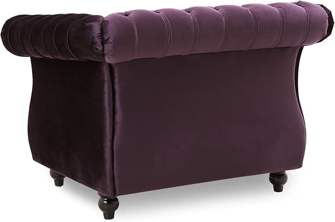 Great Deal Furniture Leila Chesterfield Velvet Club Chair BlackBerry