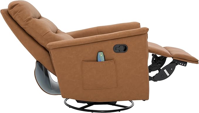Manual Recliner Chair with Two Adjustable Positions Rocking and Swivel Recliner Rocking Recliner Massage Recliner with 8-Point Massage Function and Adjustable Backrest for Living Room (Brown15)