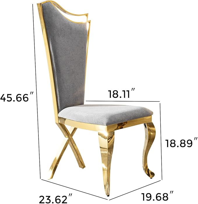 Luxrious Dining Chairs Set of 2 PU Leather Accent Chairs with Shiny Golden Stainless Steel Legs &amp Cushion SeatModern Kitchen Chairs White with High Back for Living Room Meeting Room Dining Room