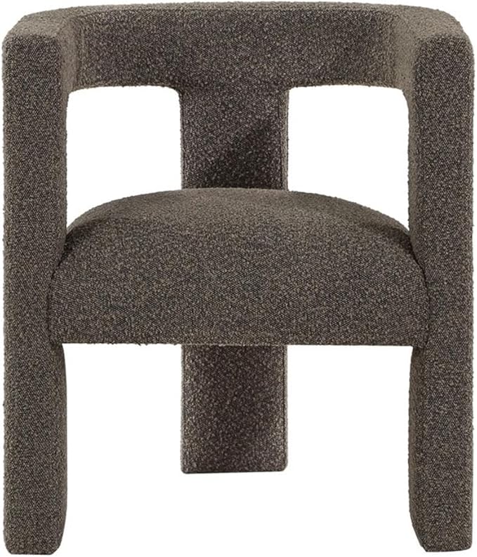 Pemberly Row Modern Fabric Upholstered Accent Chair 29.5 H x 26 W x 24.5 D Chocolate Brown Bouclé Curved Arms Foam Cushion Plastic Glide No Assembly Stylish Side Chair for Living Room or