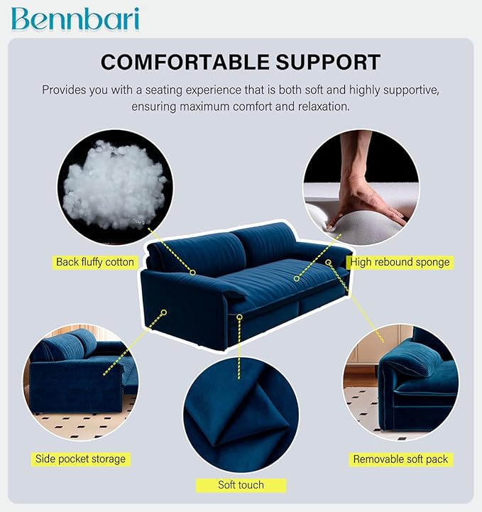 66'' Queen Pull Out Sofa Bed with Thickened Cushions 3-in-1 Convertible Velvet Sleeper Couch with Side Storage Loveseat Futon Lounge Recliner for Living Room Apartment Bedroom Small Space (Blue)