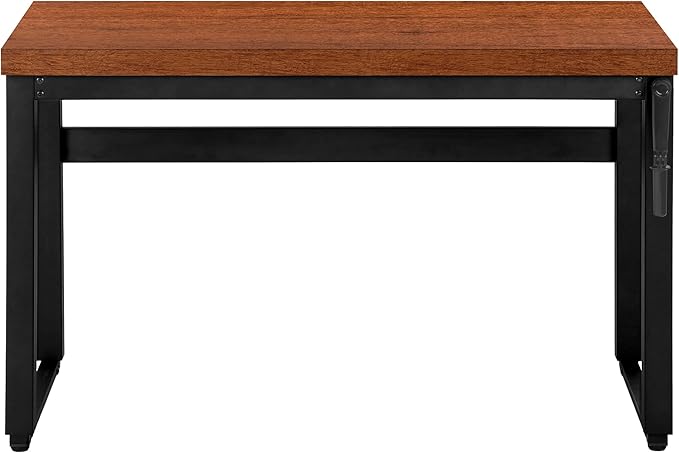 Computer Desk Home Office Standing Adjustable 48 l Work Laptop Brown Laminate Black Metal Contemporary Modern