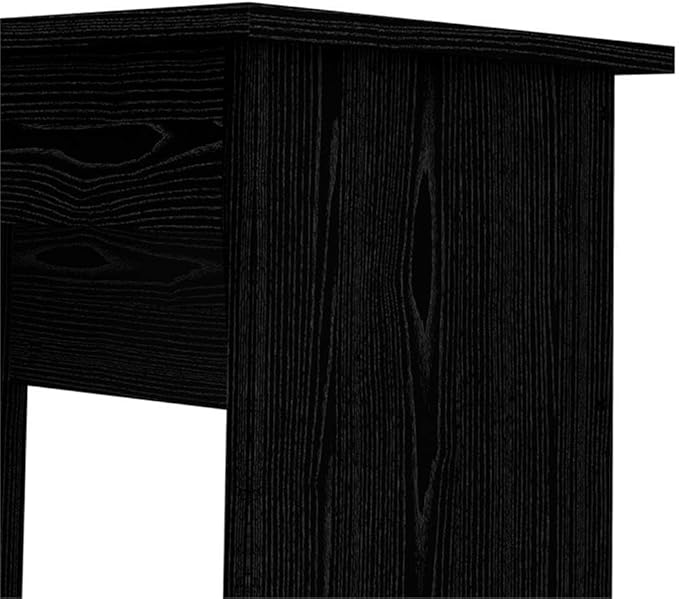 Pemberly Row Contemporary Desk with 5 Drawers Black Woodgrain Foil Finish 43 in x 19 in x 30 in Lockable Large Drawer Metal Glides Engineered Wood Home Office or Living Room Minimalist
