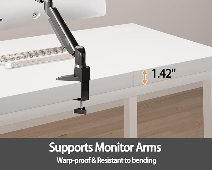63 x 31 Inch Large Computer Desk Modern Office Desk with Adjustable Feet Gaming Desk with Deep Desktop Study Writing Table for Home Office Work from Home White