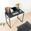 FurnitureR Modern Writing Desk with Metal Base 31/39 Inches Home Office Desk Compact Computer Desk Working Station Simple Style Study Table (39 Inch Black)