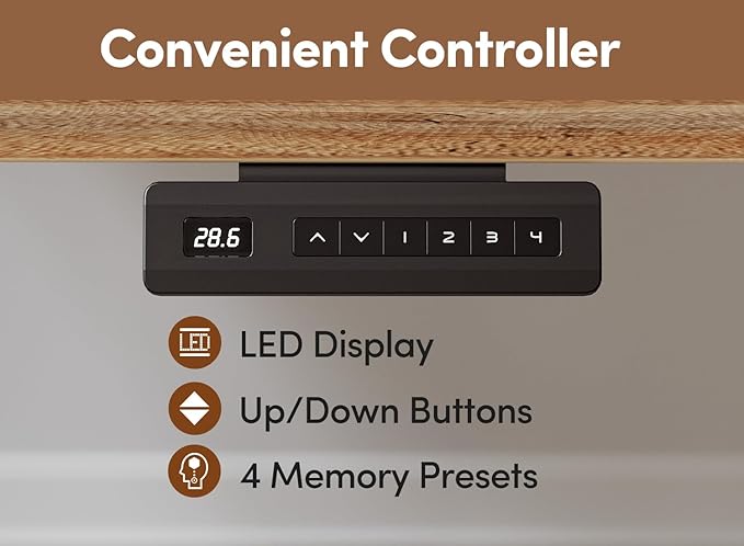 Cubiker 55 x 24 Electric Standing Desk with Double Storage Drawers Height Adjustable Home Office Computer Workstation 4 Adjustable Feet &amp 2 Hooks Maple