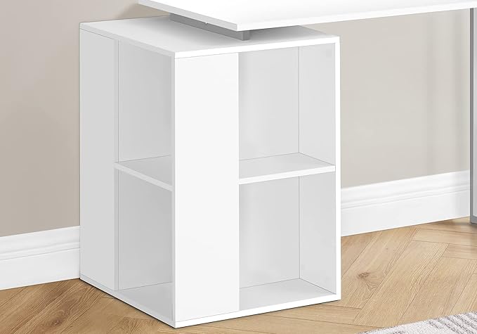 Computer Desk Home Office Left Right Set up Storage Shelves 55 l Work Laptop White Laminate Grey Metal Contemporary Modern