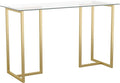 Martha Stewart Eli Home Office Desk with Glass Top and Steel Frame Polished Brass