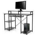 MAISON ARTS Black Computer Desk with Hutch Storage Shelves &amp Keyboard Tray Home Office Writting Large Desk Study Modern PC Table for Bedroom Work Gaming