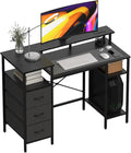 VINGLI 47 Inch L-Shaped Computer Desk Small Computer Gaming Desk with Fabric Drawers &amp Storage Shelves Charging Station Monitor Stand for Home Office Black