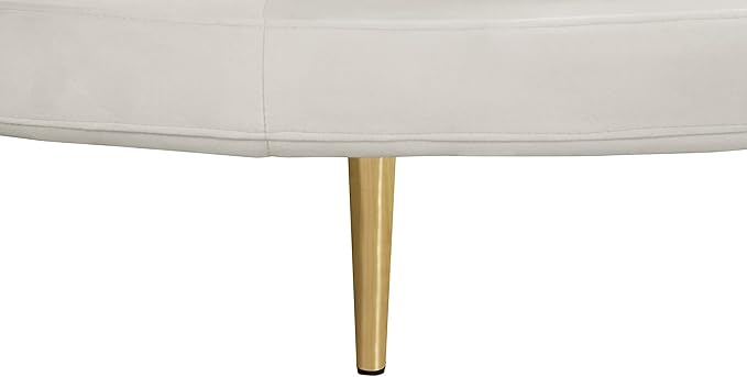 Meridian Furniture 627Cream Circlet Collection Modern | Contemporary Velvet Upholstered Roundabout Sofa with Sturdy Gold Iron Legs Cream 72 W x 72 D x 29 H
