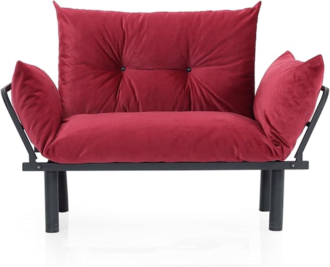 49 Mini Couch with Mattress Included Small Loveseat Sofa Chair for Small Space Oversized Accent Chair and a Half Metal Frame (Red)