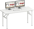 Need Office Computer Desk - 54.3L Sturdy and Heavy Duty Folding Laptop TableWriting Table/Home Office Desk/Sewing TableNo Assembly Required (White &amp White Frame)