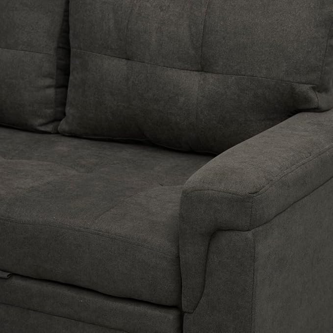 Naomi Home 85 in. Convertible Sofa with Storage Reversible L Shape Sofa Couch with Chaise Comfy Couches for Living Room Espresso/Velvet