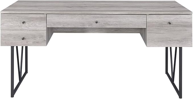 Maykoosh Writing Desk 4 Drawer - Chic Southwestern Style Desk Driftwood Gray Finish Home Office Desk