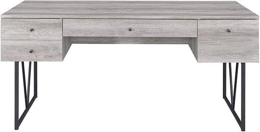 Maykoosh Writing Desk 4 Drawer - Chic Southwestern Style Desk Driftwood Gray Finish Home Office Desk