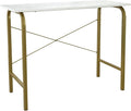 Versanora Teamson Home's Faux White Marble Top Compact Modern Desk with Brass-Finished Arched Legs and Sleek Contemporary Silhouette
