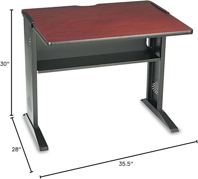 Safco Home Office 36 W Reversible Laminate Mahogany and Medium Oak Computer Desk Top