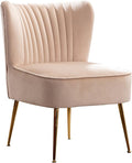 WO Indoor Furniture 22 Wide Tufted Velvet Accent Chair with Gold Metal Leg Rust and Scratch Resistant Premium Quality Seat for Your Den Living Room Bedroom Home (Tan)
