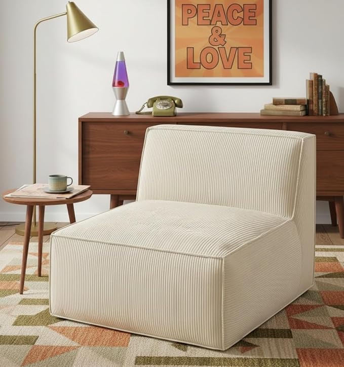 Amada 33 Cloud Sectional Couch Middle PieceMemory Foam Modular Sofa with Back Support Convertible Boneless Couch Portable Sofa Chair Comfy Floor Sofa Lounge for Living Room Bedroom Beige Single