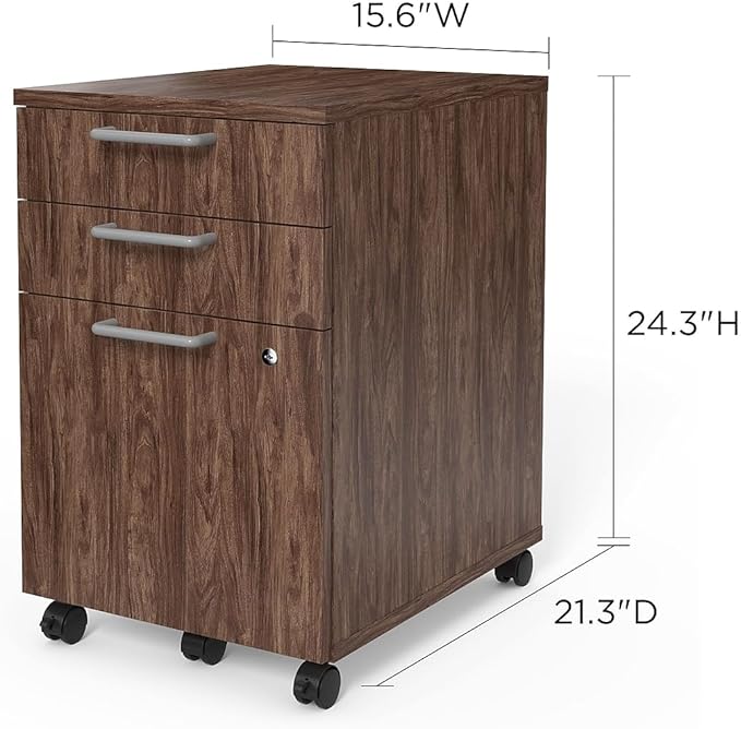 Union &amp Scale Essentials Mobile Pedestal File Left Or Right 3-Drawers: Box/Box/File Legal/Letter Espresso 15.6 X 21.3 X 24.3