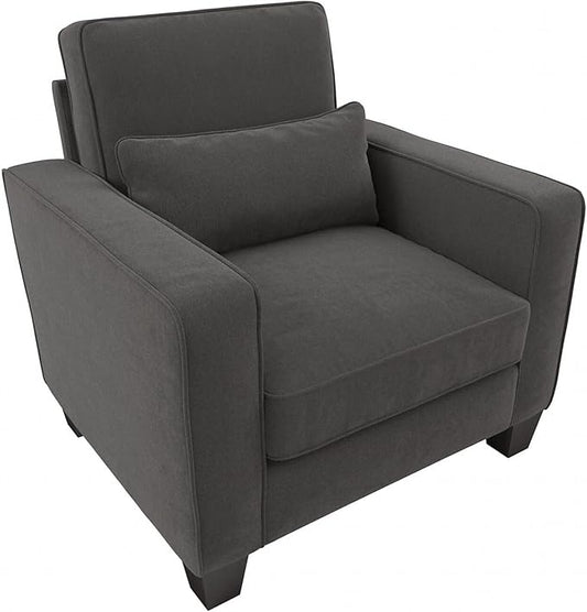 Bush Home Accent Chair with Arms Modern Armchair with Pet-Friendly Fabric Upholstery Living Room Stockton Collection Charcoal Gray Herringbone