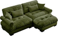 Velvet Modular Sectional Sofa2-Seater Cloud Couch with OttomanPillows and High Density Memory Foam for Living Room Home TheaterApartment（Olive-Green）