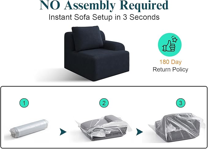 Boneless Couches for Living Room V-Shaped Deep Seat Corner Couch 6 Seater Cloud Modular Sectional Sofa Plush Corduroy Convertible Oversized Couches No Assembly Required Blue-Grey