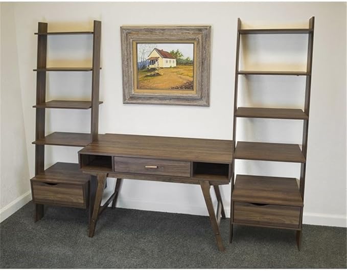 OS Home and Office Model Mid Century One Drawer and Sturdy Legs Desk Brown