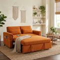 Sofa Bed Pull Out Couch with Side Pockets 3 in 1 Velvet Loveseat Sleeper Sofas Beds with USB Ports Sofa Bed Couch with Adjustable Backrest for Living Room Bedroom Apartment Orange
