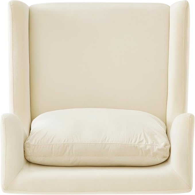 Merax Luxury Velvet Accent Chair Modern Mid-Century Armchair for Living Room Bedroom Reading Corner Comfortable Tufted Single Seater Sofa Chair with Iron Legs (Beige)