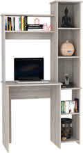 Tuhome Versalles Writing Desk with Two Superior Shelves Five Side Open Storage Compartments Space-Saving Modern Workstation Design for Studios and Offices Ideal for Organization