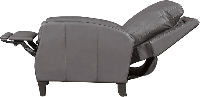Parker Living Hunter - Echo Grey Leather Recliner Chair Manual Pushback Recliner Top Grain Leather with Match Comfortable Seating for Living Room Relaxation