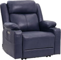 EONIX Wall Hugger Recliner for Small Space Real Zero Clearance Power Recliner Lazy Boy Recliner Chair with Cup Holders for RV Living Room Bedroom SXXY011990 Navy Blue