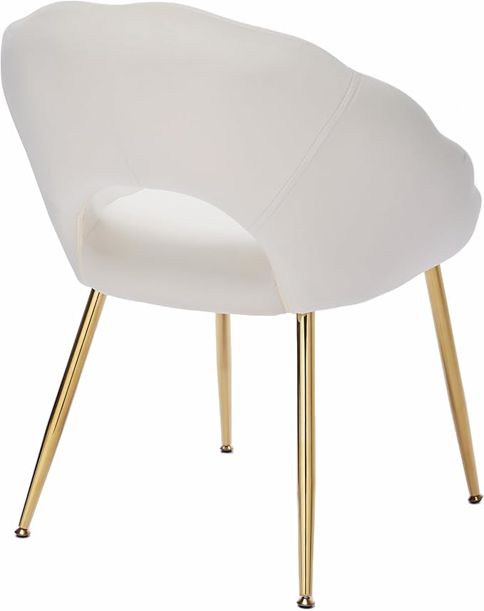 Modern Dining Chairs Set of 2 Living Room Chairs with Gold Metal LegsVelvet Vanity Chair Waiting Room Chairs Accent Chair for Makeup Room Dressing Room Bedroom Home Office Beige