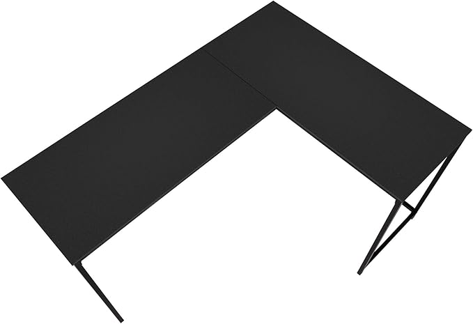 Computer Desk Home Office Corner 58 l L Shape Work Laptop Black Laminate Black Metal Contemporary Modern