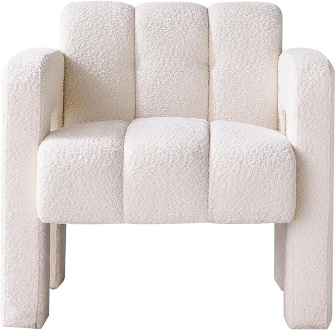 Accent Chair Living Room Chairs Modern Comfy Reading Nook Chair for Bedroom Upholstered Boucle Fabric Side Chair Armchair for Living Room Office (Beige)