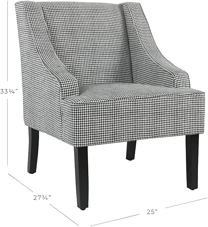Homepop Home Decor | Upholstered Classic Swoop Arm Accent Chair | Accent Chairs for Living Room &amp Bedroom | Decorative Home Furniture Black and White