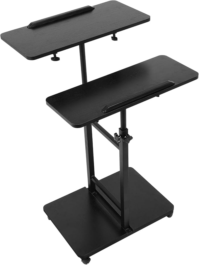 FAHKNS Computer Cart 23.6 Inch - Stand Desk Space-Saving Portable Desk with Wheels Height Angle Adjustable Rolling Laptop Desk for Home Office Craft &amp Study