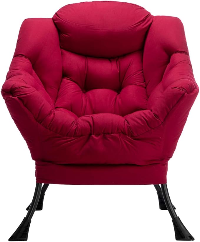 HollyHOME Lazy Chair with Armrest and Side Pocket Comfy Accent Lounge ChairLeisure Sofa Armchair for Living Room Bedroom Dorm or Small Spaces Oversized Reading Sofa Chair Burgundy