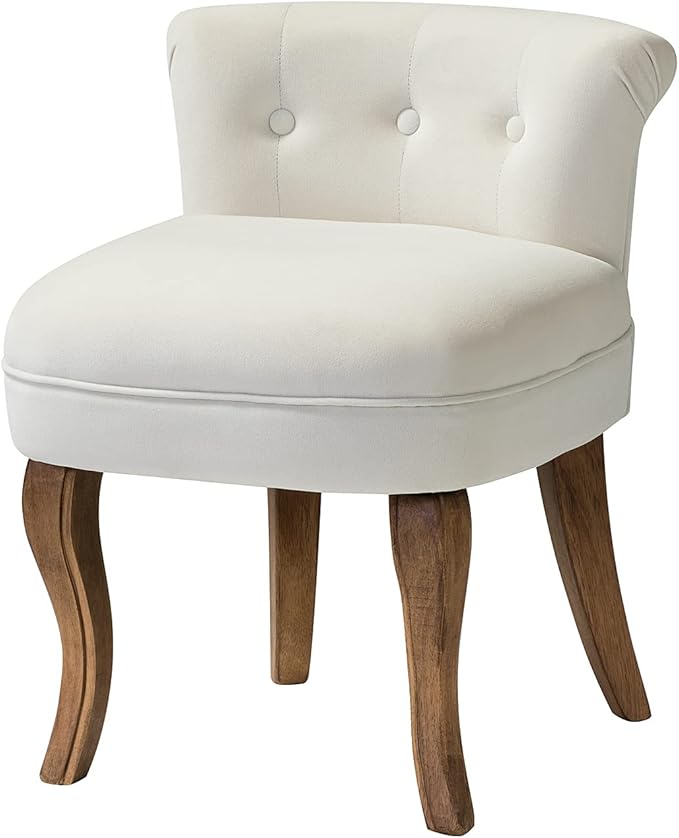 Modern Velvet Vanity Chair with with Solid Wood Legs Upholstered Vanity Stool with Low Back Small Makeup Chair Home Decor for Bedroom Living Room Dressing Table Women Girls