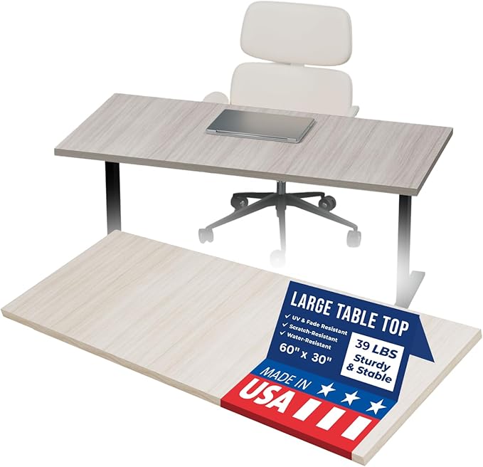 OfficeSimpli 60 x 30 Inch Desk Top Made in USA Replacement Table Top for Sit-to-Stand Adjustable Desk Frame Countertop Workbench for Classroom Home and Office (Desk Top only) - Creek Oak